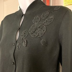 Silk Black Floral Cardigan (Sandra King)